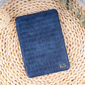 Premium crocodile textured Kindle Paperwhite cover personalized with initials