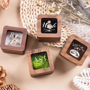 Custom Wooden Ring Box, Engagement Ring Box, Double Ring Bearer Box, Personalized Ring Box, Wedding Ring Box, Valentine&#39;s Gift Gor Her
