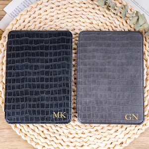 Custom name Kindle case with gold foil personalization and luxury texture