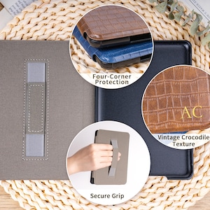 Kindle Paperwhite 12th generation case in premium crocodile textured PU leather