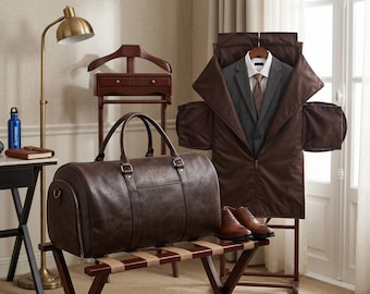 Borsa porta abiti in pelle personalizzata, scomparto per scarpe convertibile per abito da testimone dello sposo, Oxford, regalo personalizzato da viaggio per uomo, festa del papà, laurea
