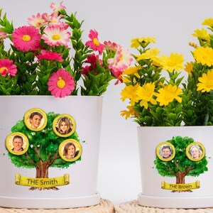 Pot de plante personnalisé avec photo, pot de fleur d'arbre généalogique personnalisé, cadeaux jardin pour maman, père, ferme, cadeau d'anniversaire, cadeau d'anniversaire