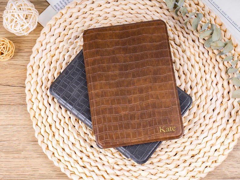 Custom Kindle Basic 11th generation case with elegant crocodile finish