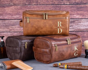 Anpassad necessär i läder – Graverat Dopp-kit till pappa eller marskalkar