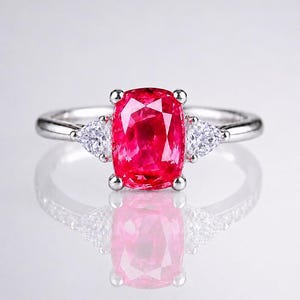 GIA Certified Natural Unheated Pink Sapphire & Diamond Handcrafted Lotus Trilogy Engagement Ring 1.17 CTW – Customizable in Gold or Platinum