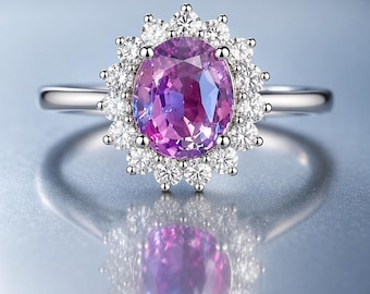Natural Purplish Pink Spinel & Diamond Handcrafted Halo Engagement Ring 1.32 Ct – Customizable in Gold or Platinum