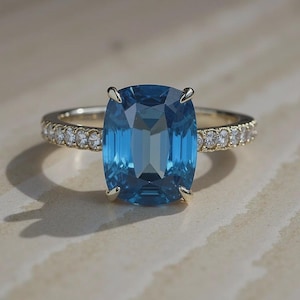 1.33 Ct. Natural Blue Sapphire Diamonds Gold  Platinum Ring, Blue Sapphire, Authentic Gem, Real Sapphire, Blue Sapphire Ring, Ceylon Gem.