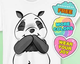 Hand-Drawn Panda T-Shirt – Kawaii Pop Art, Mindfulness Gift