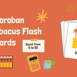 Abacus Soroban-nummerflitskaarten, mentale wiskunde, snelheidstelling 0-55, afdrukbaar, direct downloaden