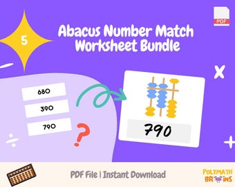 Paquete de hojas de trabajo de correspondencia de números del ábaco