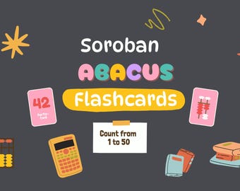 Tarjetas de colores con el ábaco: ejercicios rápidos de cálculo mental, números del 1 al 50