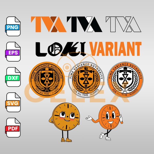 Time Variance Authority TVA crest logo VARIANT vector digital file svg png dxf eps pdf loki tva bundle miss minute pack