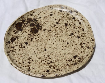 Ceramic Plate - Medium size Brown Speckle Handmade