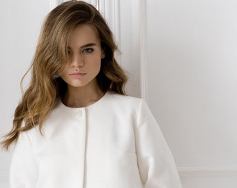 Wedding coat, Bridal jacket, cashmere shrug for bride, cover up wedding dress, bridal bolero, wedding jacket