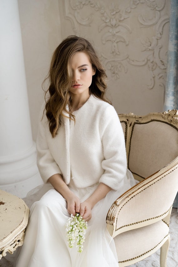 Bridal jacket, wedding coat, wool shrug for bride, cover up wedding dress, bridal bolero, wedding jacket, wedding wrap, wedding dress, cape