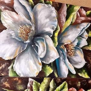Set of Two Floral Oil Paintings, Colorful Flower Canvas Artwork, Still Life Gallery Wall Art, Floral Wall Decor