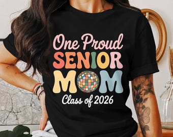 Senior Mom 2026 PNG: retro discograduatieontwerp