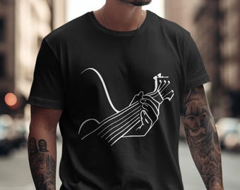 Kontur dłoni gitary w formacie PNG | Minimalistyczna sztuka muzyka | Rysunek liniowy gitarzysty | Projekt sublimacji dla miłośników muzyki | Pobieranie cyfrowe