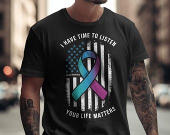 Mam czas, żeby słuchać PNG | Projekt wstążki z napisem „Świadomość samobójstwa” | Sublimacja „Twoje życie ma znaczenie” | Wsparcie dla zdrowia psychicznego do druku