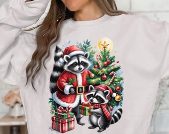 Kerst wasbeerfamilie, png PNGEgg | Schattige bosdieren clipart | Sublimatieontwerp voor de feestdagen | Kerstboomcadeau afdrukbare png