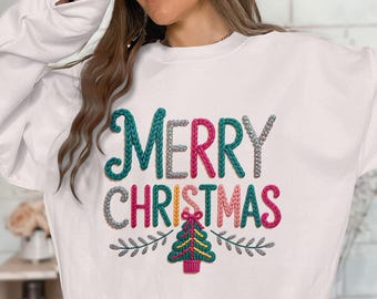 Vrolijk kerstfeest, png-bestand | Gebreide truistijl vakantie sublimatie | Feestelijke boomclipart | Lelijke trui kerstshirtontwerp