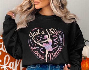 Baletnica PNG dla dziewczynek – po prostu dziewczyna kochająca taniec – cyfrowa sztuka – słodka tancerka baletowa, sublimacja na prezenty DIY i koszulki dla dzieci