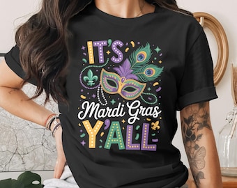 It's Mardi Gras Y'all PNG | Mardi Gras Mask Design | New Orleans Party Sublimation | Carnival Shirt PNG