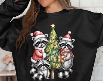 Kerstwasbeer, png | Schattige kerstman dieren clipart | Sublimatieontwerp voor de feestdagen | Kerstboomcadeau afdrukbare png
