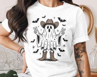 Funny Ghost Cowboy PNG: Western Halloween Sublimation Design (Digital Download
