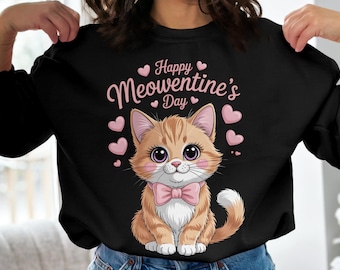 Wesołego Dnia Meowentine'a Kot PNG | Uroczy walentynkowy kotek sublimacyjny | Uroczy miłośnik kotów do pobrania w wersji cyfrowej