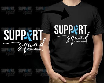 Koszulka z niebieską wstążką PNG z napisem „Wsparcie drużyny na rzecz świadomości raka prostaty”