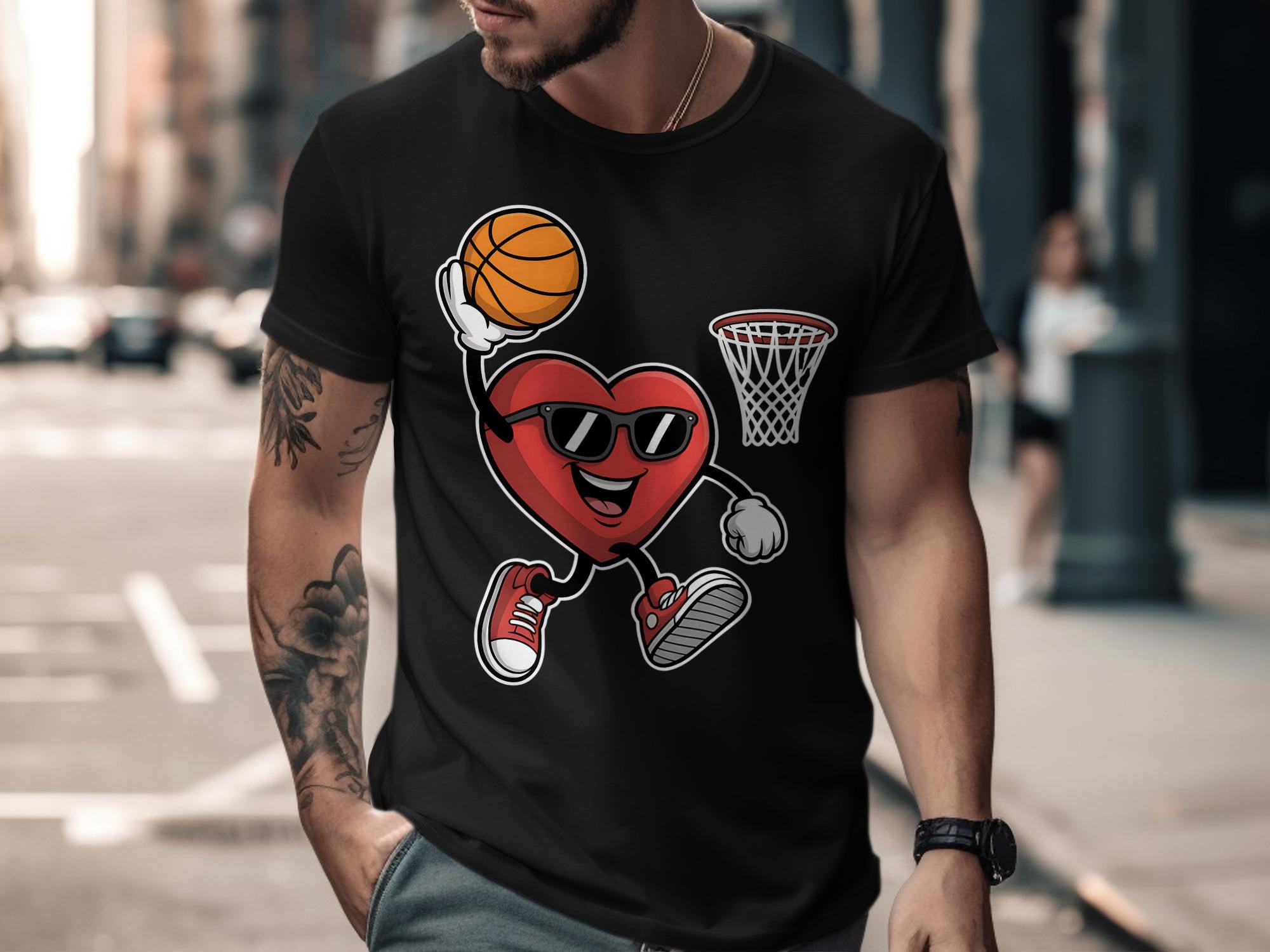 Basketball Valentine Heart PNG | Basketball Love PNG | Valentine