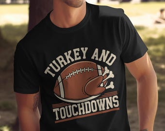 Turkey and Touchdowns PNG: Thanksgiving Football Sublimation Design (Digital Download)