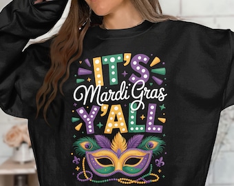 It's Mardi Gras Y'all PNG | Mardi Gras Mask Design | New Orleans Party Sublimation | Carnival Shirt PNG