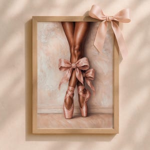 Ballet Print: Pink Satin Pointe Shoes, Coquette Dance Room Decor (Digital Download)