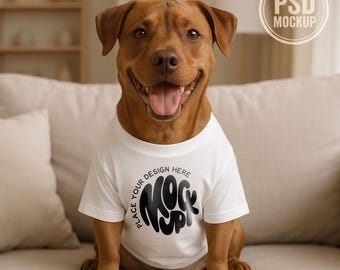 Editable Dog Tee Mockup PSD - Perfect for Pet Merch Shops, Funny T Shirt Template, Apparel Mockup, Graphic Design For Etsy Sellers