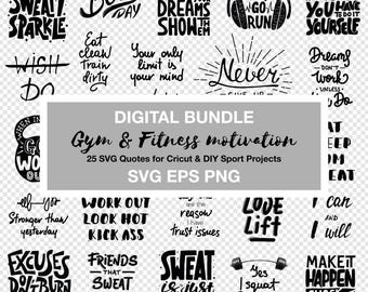 Gym SVG Bundle: Fitness Motivation Quotes for Cricut (Digital Download)