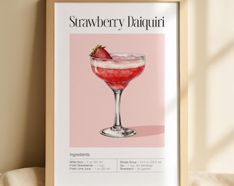 Ricetta del Daiquiri alla Fragola (da stampare): Cocktail estivi artistici (download digitale)