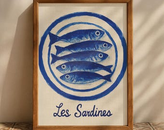 Sardines French Art Print: Vintage Coastal Kitchen Decor (Digital Download)