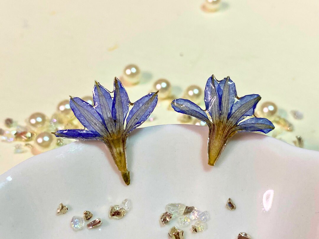 Real Flower Resin Earrings 14k Resin Jewelry Dried Flowers Etsy