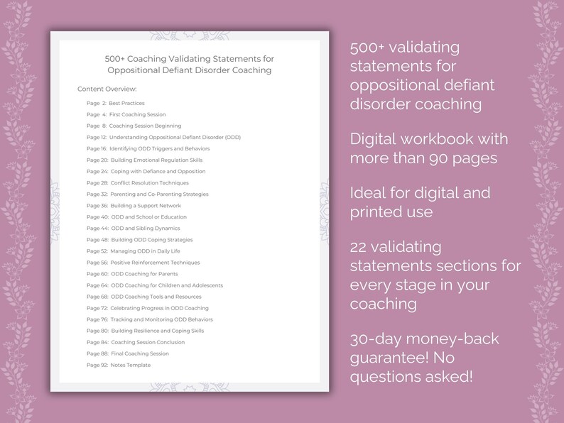 Oppositional Defiant Disorder Coaching Validating Statements ...