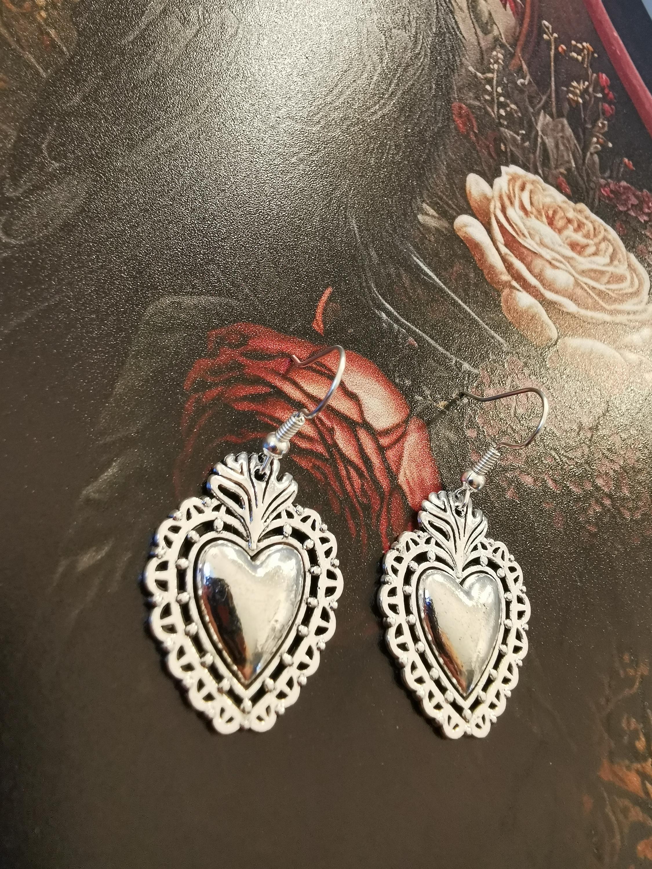 Sacred Heart Earrings - Etsy