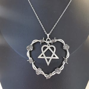HIM ville valo heartagram kolczasty drut gotycki alt metalowy naszyjnik