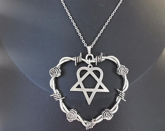 HIM ville valo heartagram barbed wire gothic alt metal necklace