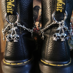 cherry skull barbed wire dm boot chains
