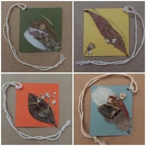 Set of 4 Unique Pressed Flower Gift Tags
