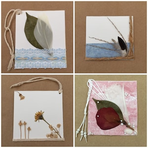 Set of 4 Pressed Flower Gift Tags/Cards