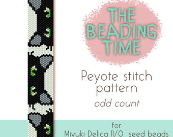 Black Cat Eyes - Peyote stitch pattern - Even count - for Miyuki delica seed beads 11/0