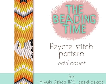 Fire Eagle - Native Peyote stitch pattern - Odd count - for Miyuki delica seed beads 11/0