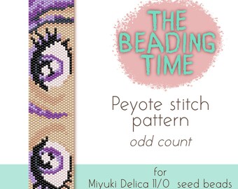 Lila Animeflicka - Peyote-stygnmönster - Udda antal - för Miyuki delica-rospärlor 11/0